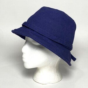 Talbots Bucket Hat Navy Blue Accent Button on Band Lined One Size Fits Most